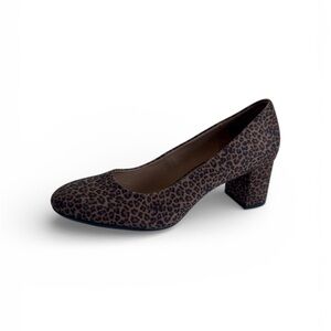 Aerosoles Women’s Leopard Print Block Heel Pumps Comfortable Round Toe